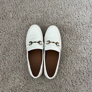 Women’s White Loafers with Gold Accent